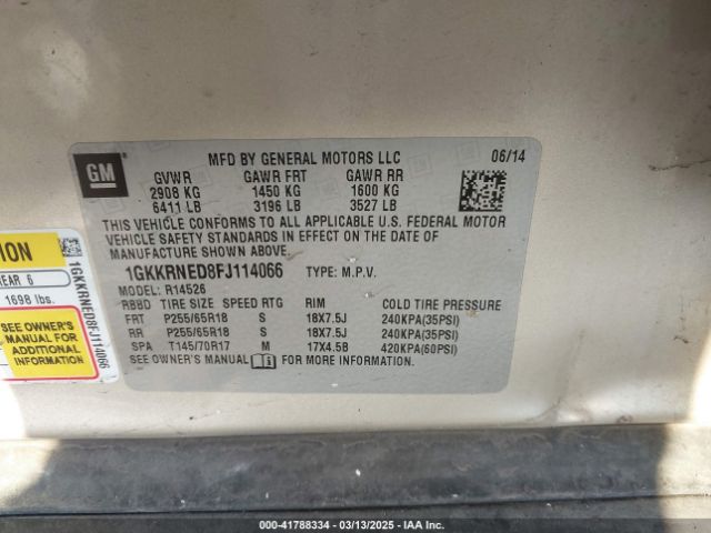1GKKRNED8FJ114066 GMC Acadia Sle-1