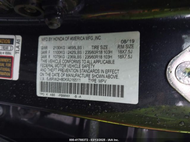 5J6RW2H80KA016511 Honda l15be