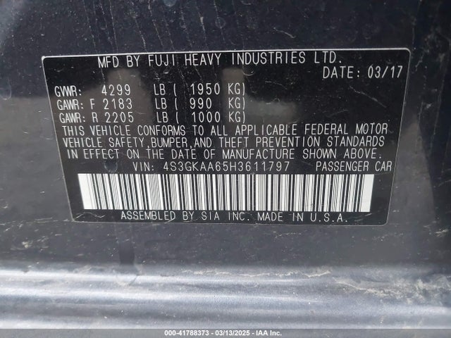 4S3GKAA65H3611797 Subaru Impreza 2.0i
