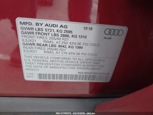 WA1B4AFY8K2004346 Audi Sq5 3.0t Premium