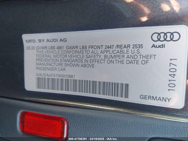 2022 AUDI A4 WAUEAAF41NN010661 Photo 8