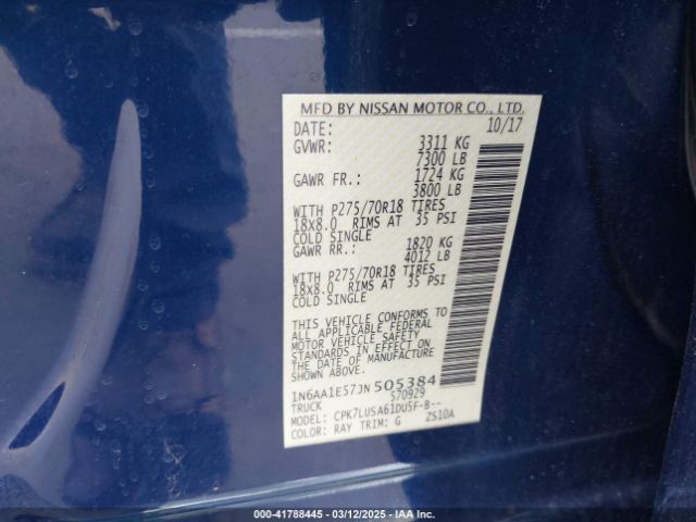 1N6AA1E57JN505384 Nissan Titan Pro-4x
