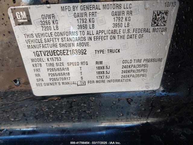 1GTV2UEC6EZ163992 GMC Sierra 1500 Sle