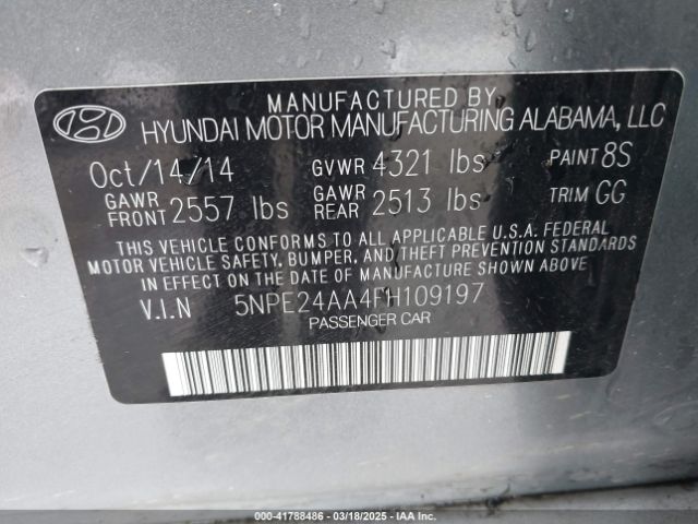 5NPE24AA4FH109197 Hyundai dohc t-gdi gamma