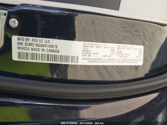 2C4RC1BG8NR169579 Chrysler Pacifica Touring L