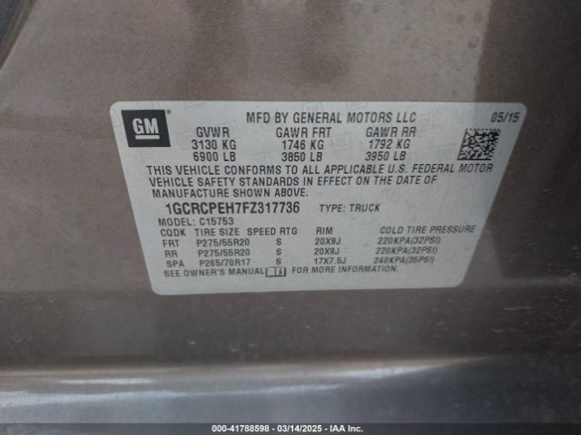 1GCRCPEH7FZ317736 Chevrolet Silverado 1500 Ls