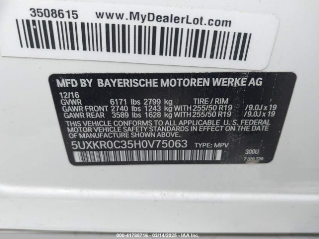 5UXKR0C35H0V75063 BMW X5 Xdrive35i