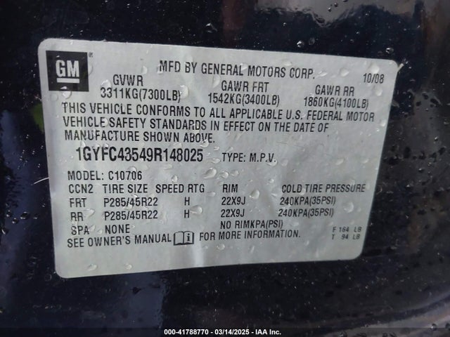 2009 CADILLAC ESCALADE HYBRID 1GYFC43549R148025 Photo 8
