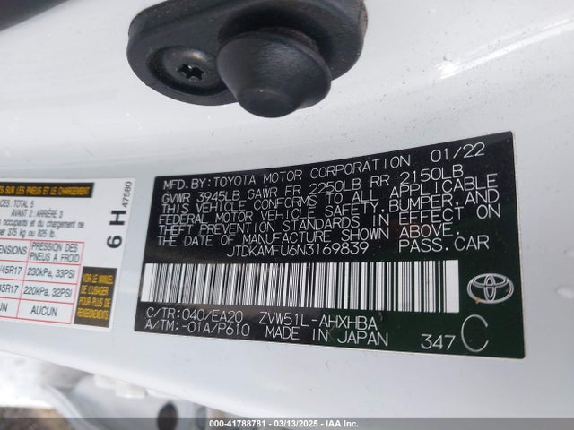JTDKAMFU6N3169839 Toyota Prius Nightshade Edition
