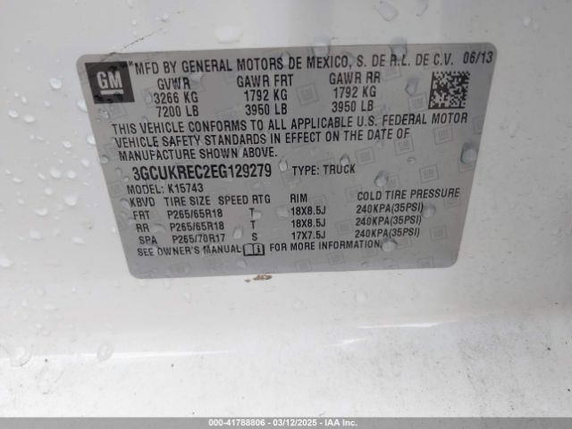3GCUKREC2EG129279 Chevrolet Silverado 1500 1lt