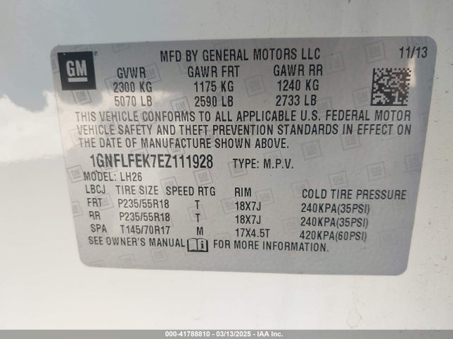 1GNFLFEK7EZ111928 Chevrolet EQUINOX 1LT