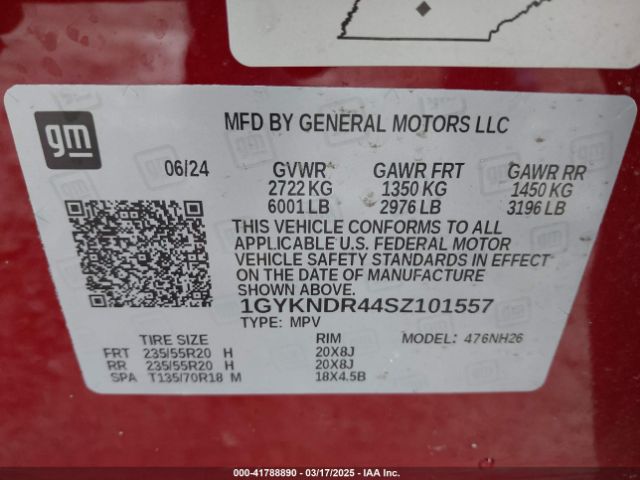 1GYKNDR44SZ101557 Cadillac Xt5 Awd Premium Luxury