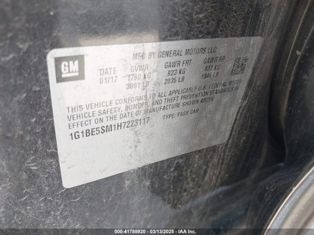 1G1BE5SM1H7223117 Chevrolet Cruze Lt Auto