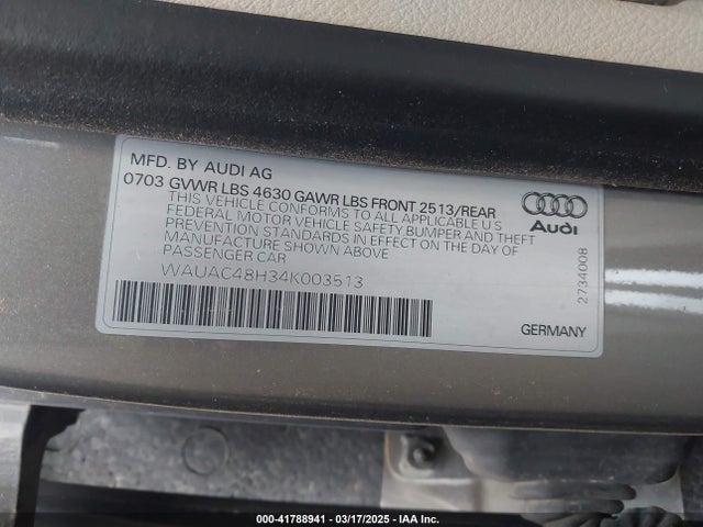2004 AUDI A4 WAUAC48H34K003513 Photo 8