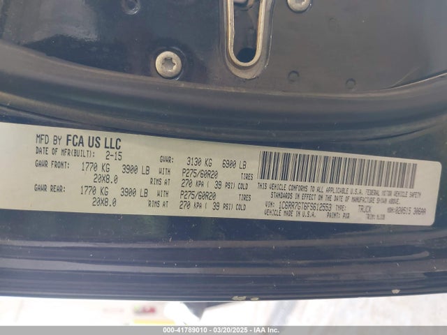 1C6RR7GT6FS612553 RAM 2015