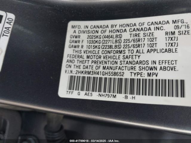 2HKRM3H41GH558652 Honda CR-V SE