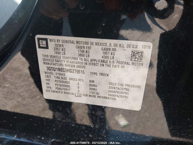 3GTU1NEC9HG279616 GMC Sierra 1500 Slt