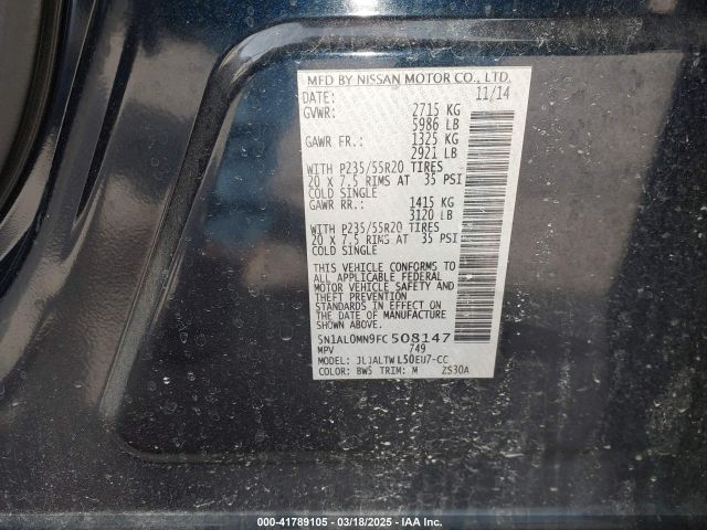5N1AL0MN9FC508147 Infiniti QX60