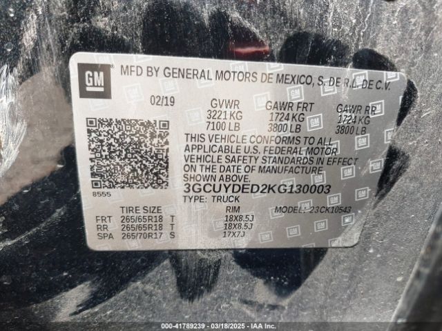 3GCUYDED2KG130003 Chevrolet Silverado 1500 Lt