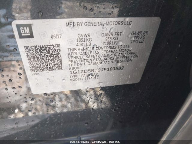 1G1ZD5ST3JF103582 Chevrolet MALIBU LT
