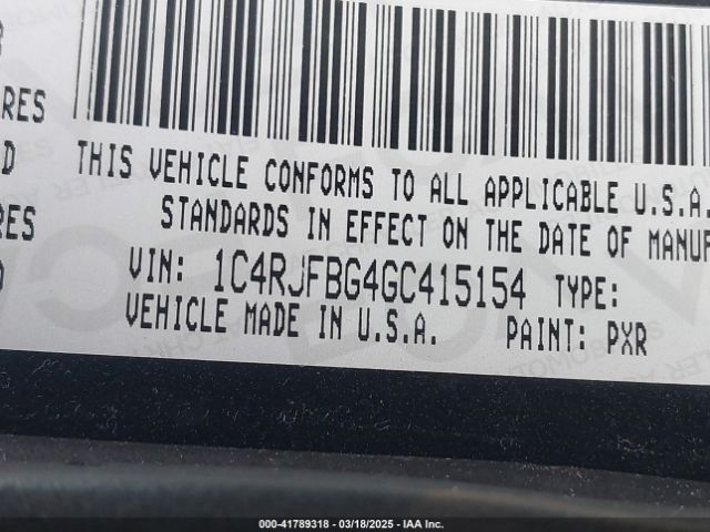 1C4RJFBG4GC415154 Jeep Grand Cherokee Limited