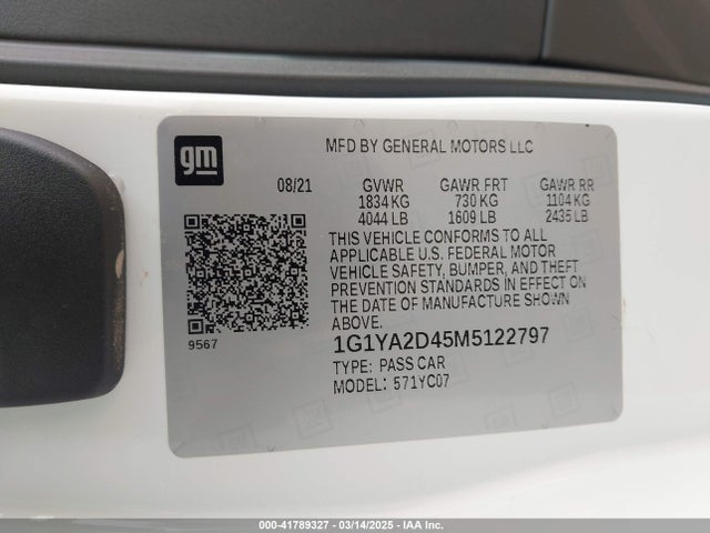1G1YA2D45M5122797 Chevrolet Corvette Stingray Rwd  1lt