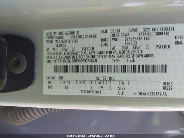 1FTFW3L85RKE08345 Ford F-150 Xlt