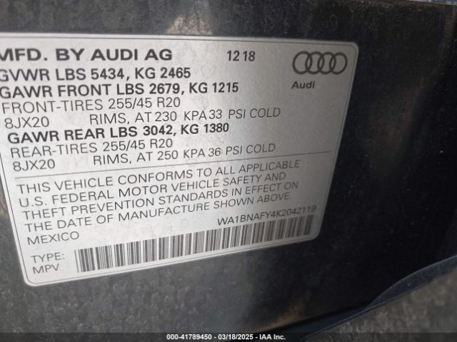WA1BNAFY4K2042119 Audi Q5 45 Premium