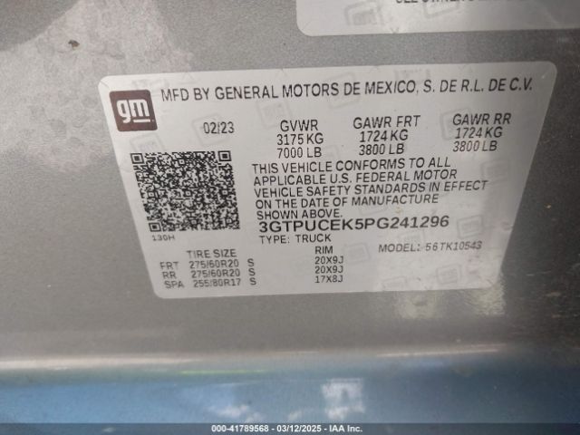 3GTPUCEK5PG241296 GMC Sierra 1500 4wd  Short Box Elevation With 3sb