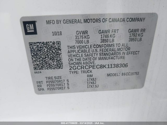 2019 CHEVROLET SILVERADO 1500 LD 2GCRCPEC8K1138306 Photo 8