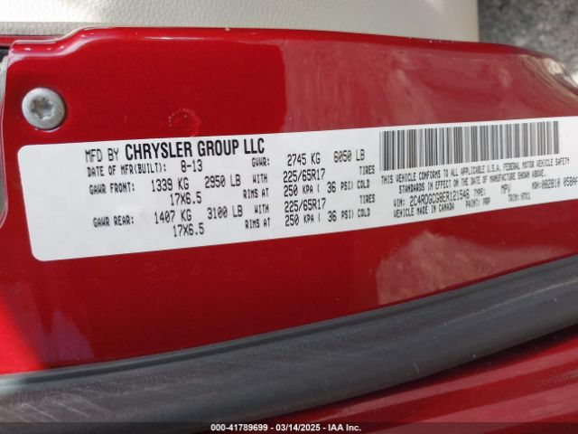 2C4RDGCG8ER121546 Dodge Grand Caravan Sxt