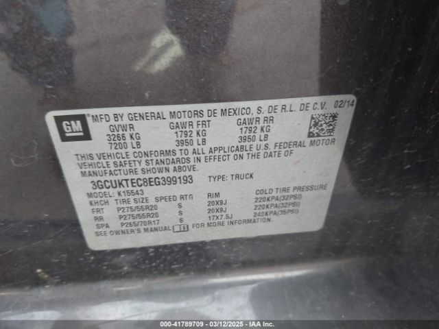 3GCUKTEC8EG399193 Chevrolet Silverado 1500 High Country