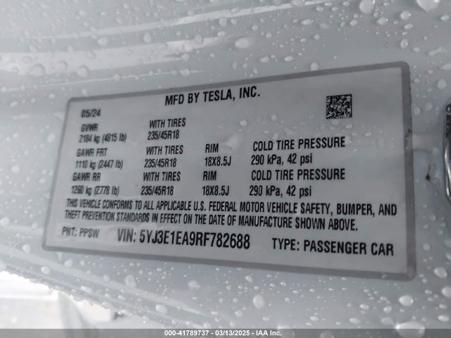 2024 TESLA MODEL 3 5YJ3E1EA9RF782688 Photo 8