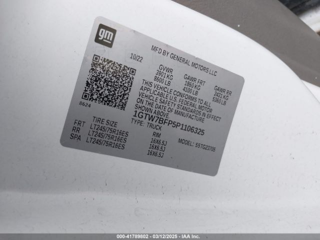 1GTW7BFP5P1106325 GMC Savana Cargo Rwd 2500 Extended Wheelbase Work Van
