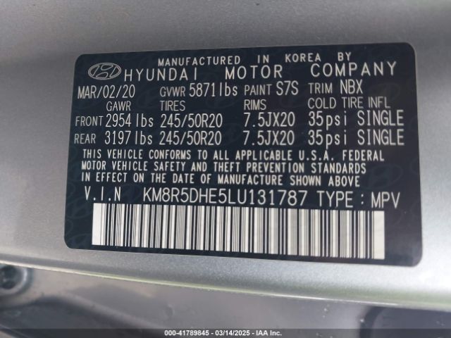 2020 HYUNDAI PALISADE KM8R5DHE5LU131787 Photo 8