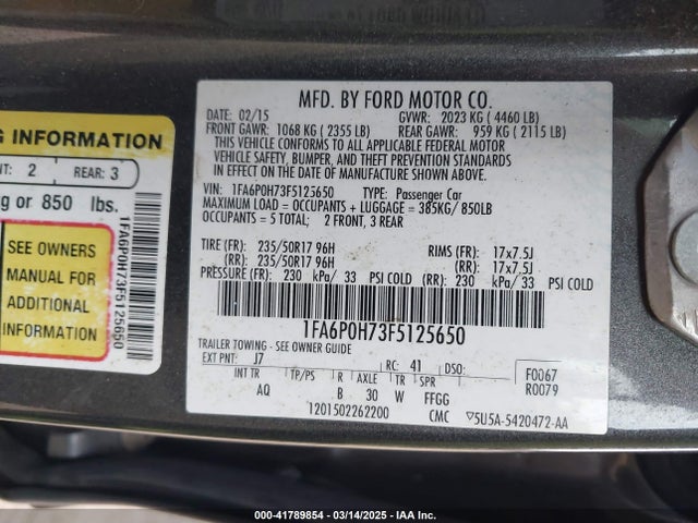Ford FUSION SE 2015 1FA6P0H73F5125650 Image 9