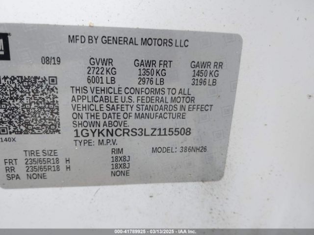 1GYKNCRS3LZ115508 Cadillac Xt5 Fwd Premium Luxury