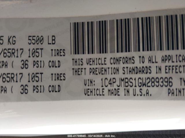 1C4PJMBS1GW289396 Jeep Cherokee
