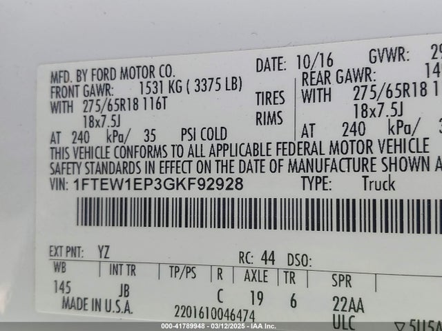 Ford F-150 Xlt 2016 1FTEW1EP3GKF92928 Image 9