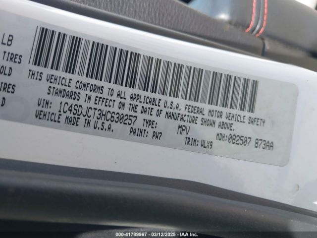 1C4SDJCT3HC630257 Dodge Durango R/t Awd