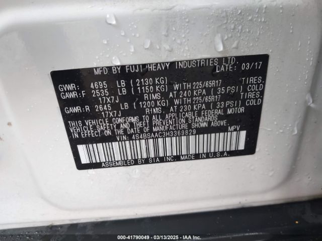 4S4BSAAC3H3369829 Subaru Outback 2.5i