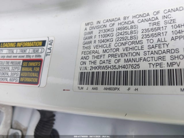 2HKRW5H35JH407625 Honda CR-V LX