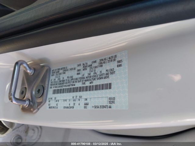 1FMCU0GD1HUA87904 Ford ESCAPE SE