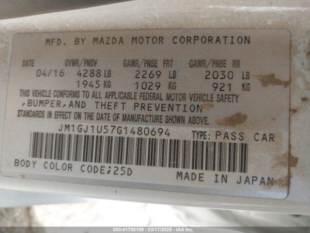 JM1GJ1U57G1480694 Mazda Mazda6 I Sport