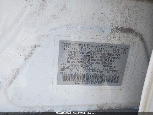3N1AB7AP8KY438070 Nissan 2019