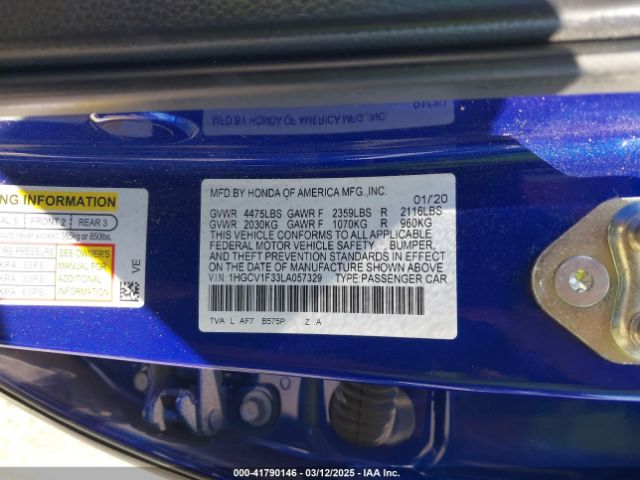 1HGCV1F33LA057329 Honda Accord Sport