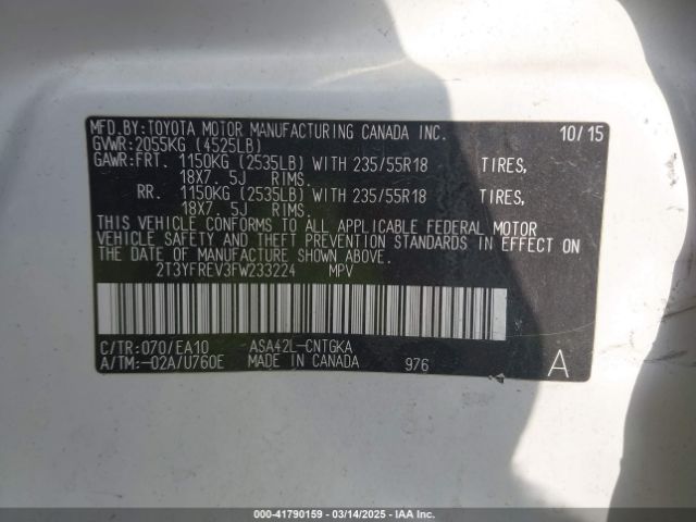 2T3YFREV3FW233224 Toyota 2ar-fe