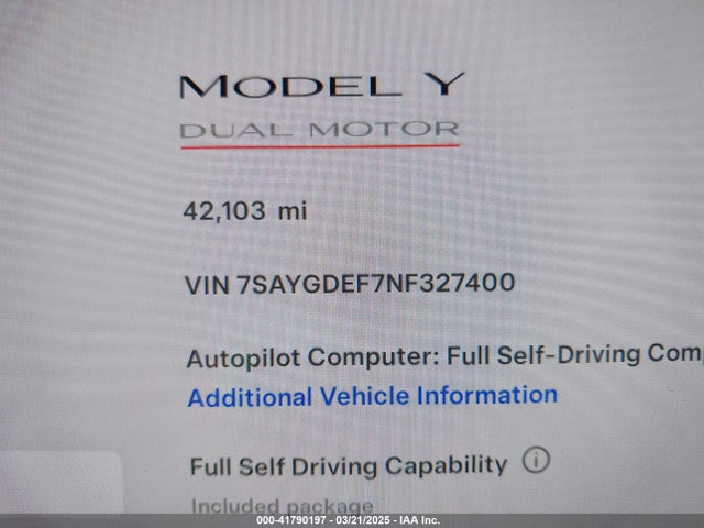 2022 TESLA MODEL Y 7SAYGDEF7NF327400 Photo 6