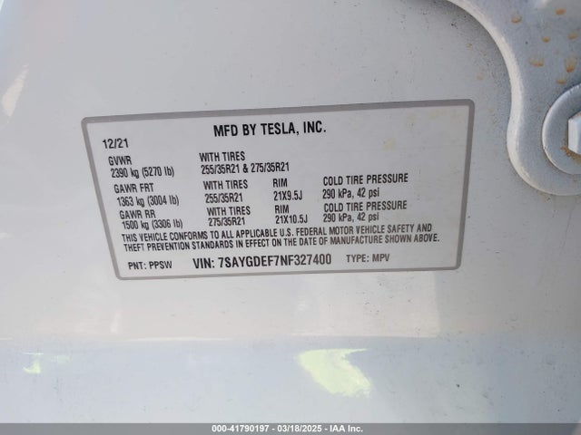 2022 TESLA MODEL Y 7SAYGDEF7NF327400 Photo 8