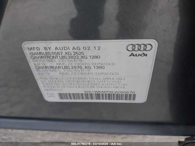 2012 AUDI Q5 WA1WKAFPXCA090670 Photo 8